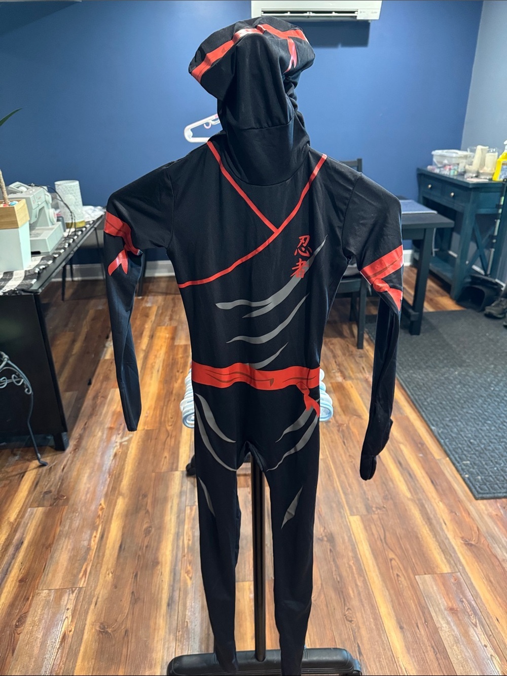 Kids Black and Red Ninja Swim Suit with Hood